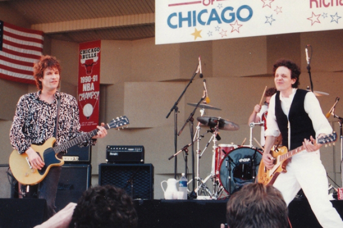 Paul Westerberg and Slim Dunlap perform during The Replacements’ last show, Taste of Chicago 1991. Photo courtesy of Bob Ingrassia